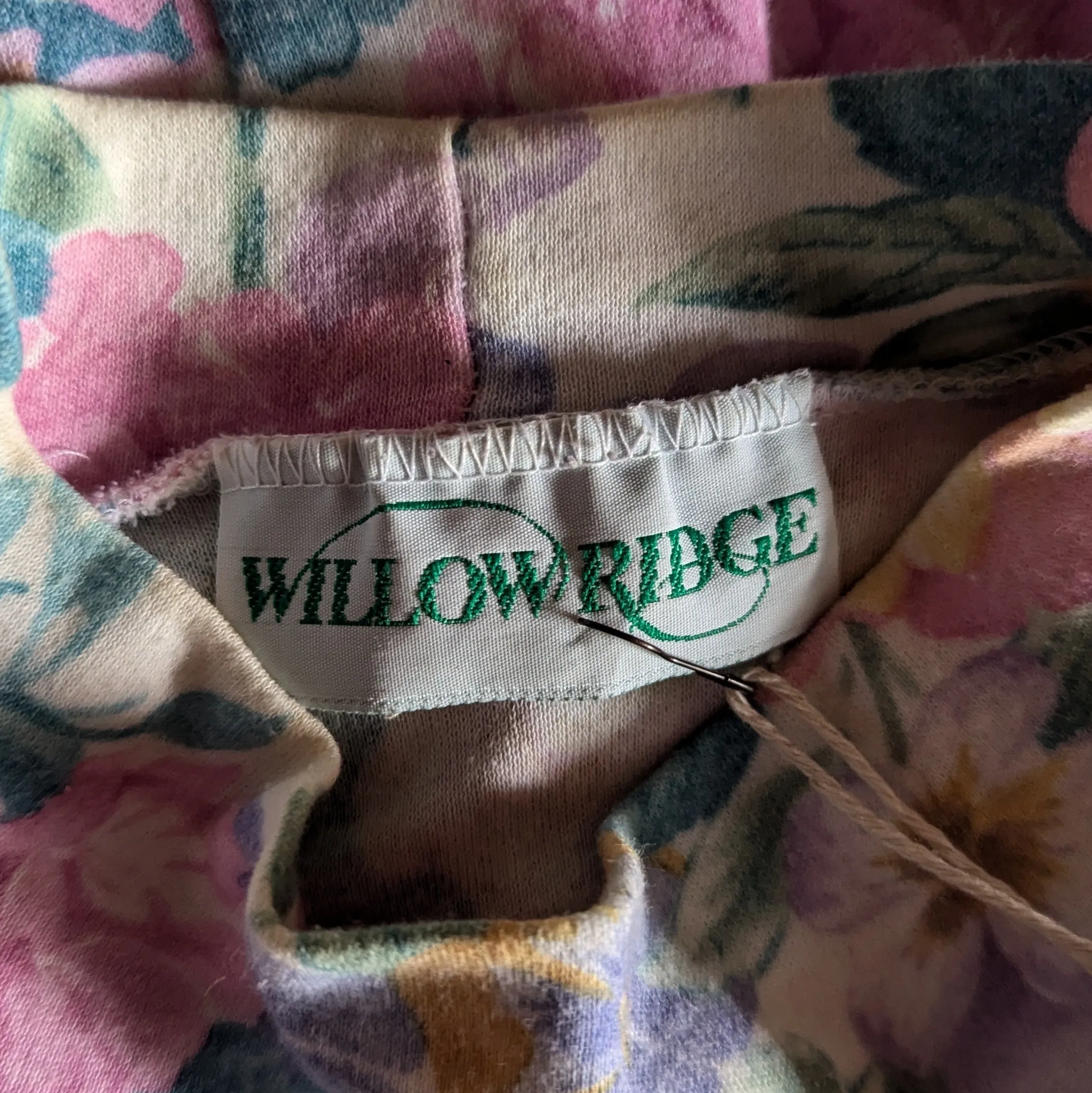 80s/90s Vintage Pale Floral Turtleneck Dress