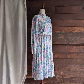 80s/90s Vintage Pale Floral Turtleneck Dress
