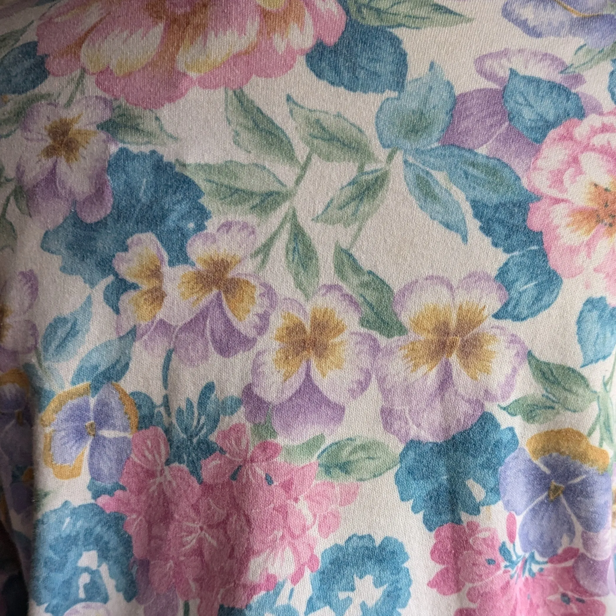 80s/90s Vintage Pale Floral Turtleneck Dress
