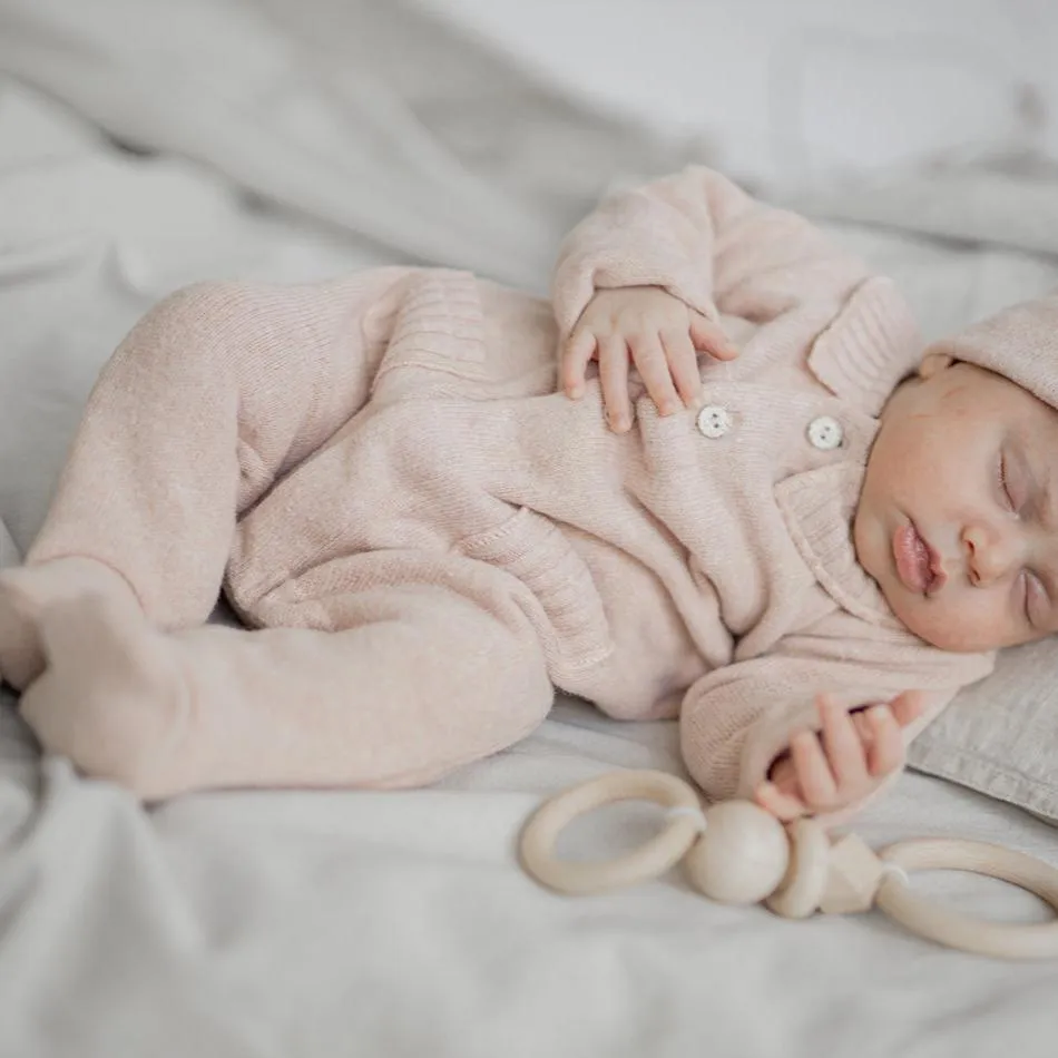Alexia Collared Baby Onesie with Feet (Nude)