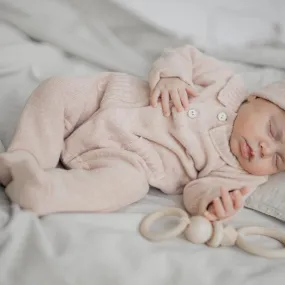 Alexia Collared Baby Onesie with Feet (Nude)