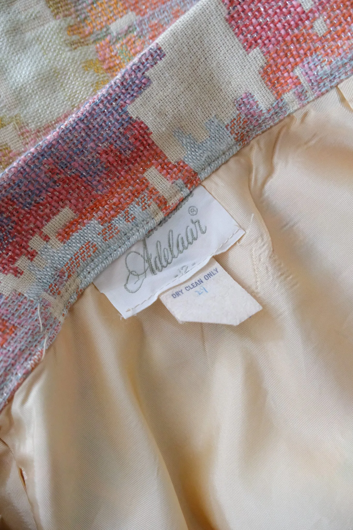 Amazing 1970's Pastel Technicolor Full Length Skirt / Sz  M