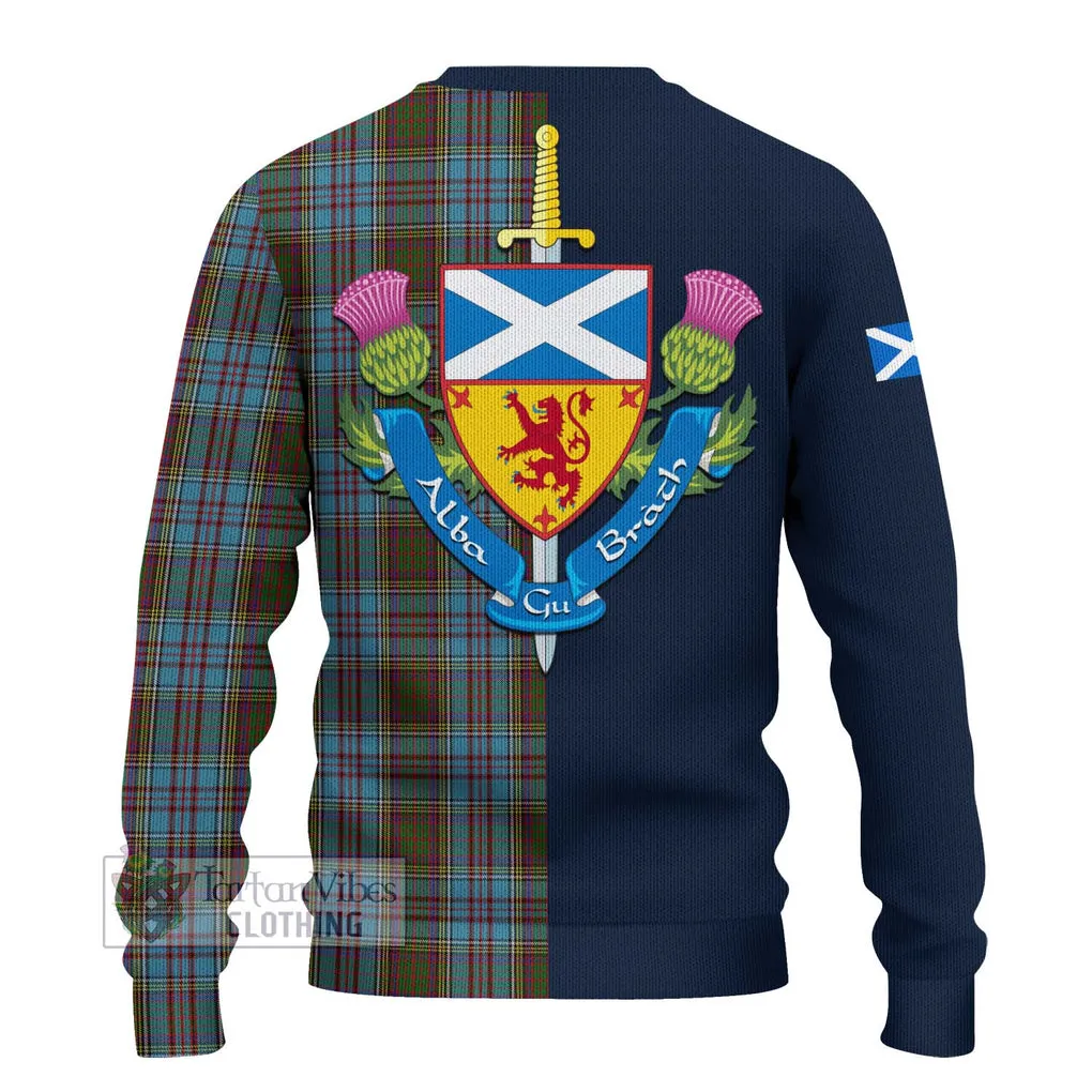 Anderson Tartan Ugly Sweater with Scottish Lion Royal Arm Half Style
