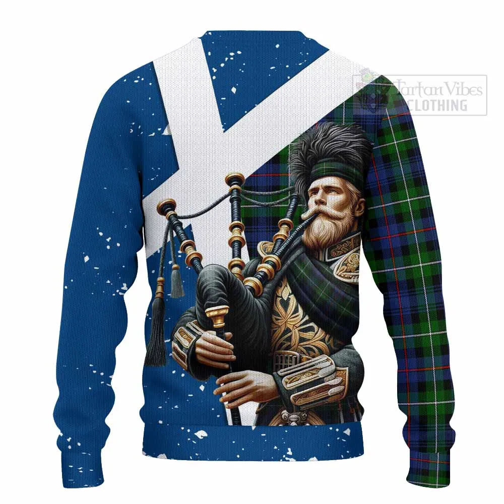 Baillie (Bailey) Tartan Knitted Sweater with Family Crest Scottish Bagpiper Vibes