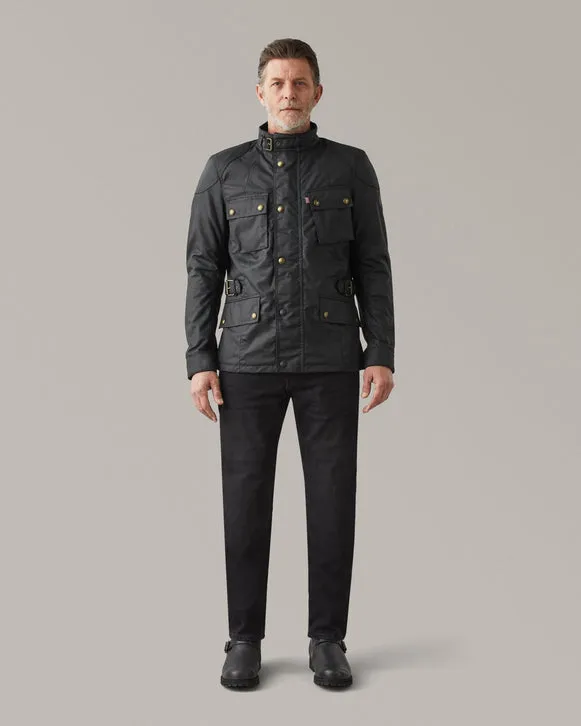 BELSTAFF CROSBY WAXED COTTON MOTORCYCLE JACKET - BLACK