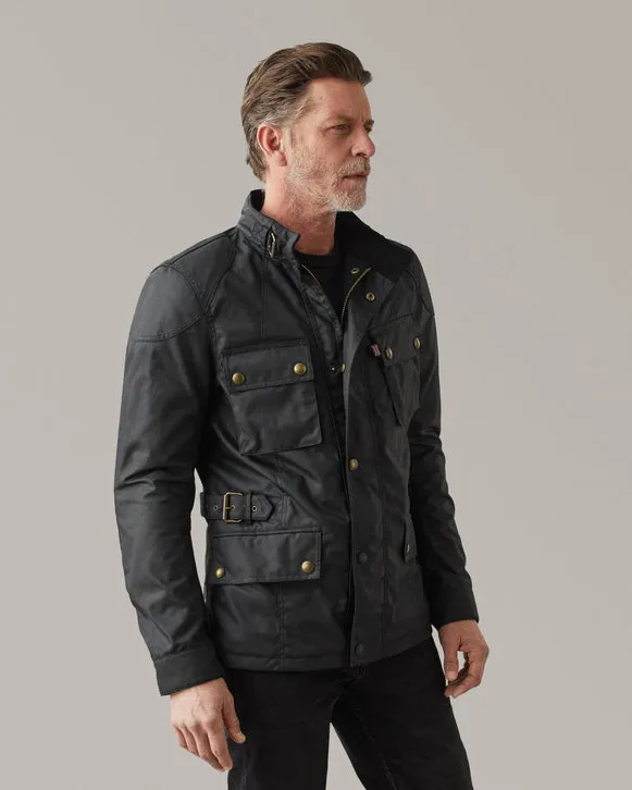 BELSTAFF CROSBY WAXED COTTON MOTORCYCLE JACKET - BLACK