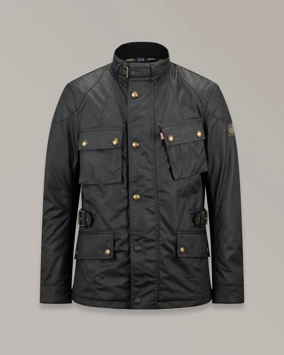 BELSTAFF CROSBY WAXED COTTON MOTORCYCLE JACKET - BLACK
