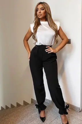 Black Straight Leg Ankle Tie Trouser - Darby