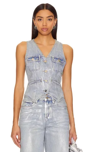 BLANKNYC Denim Vest in Metallic Silver