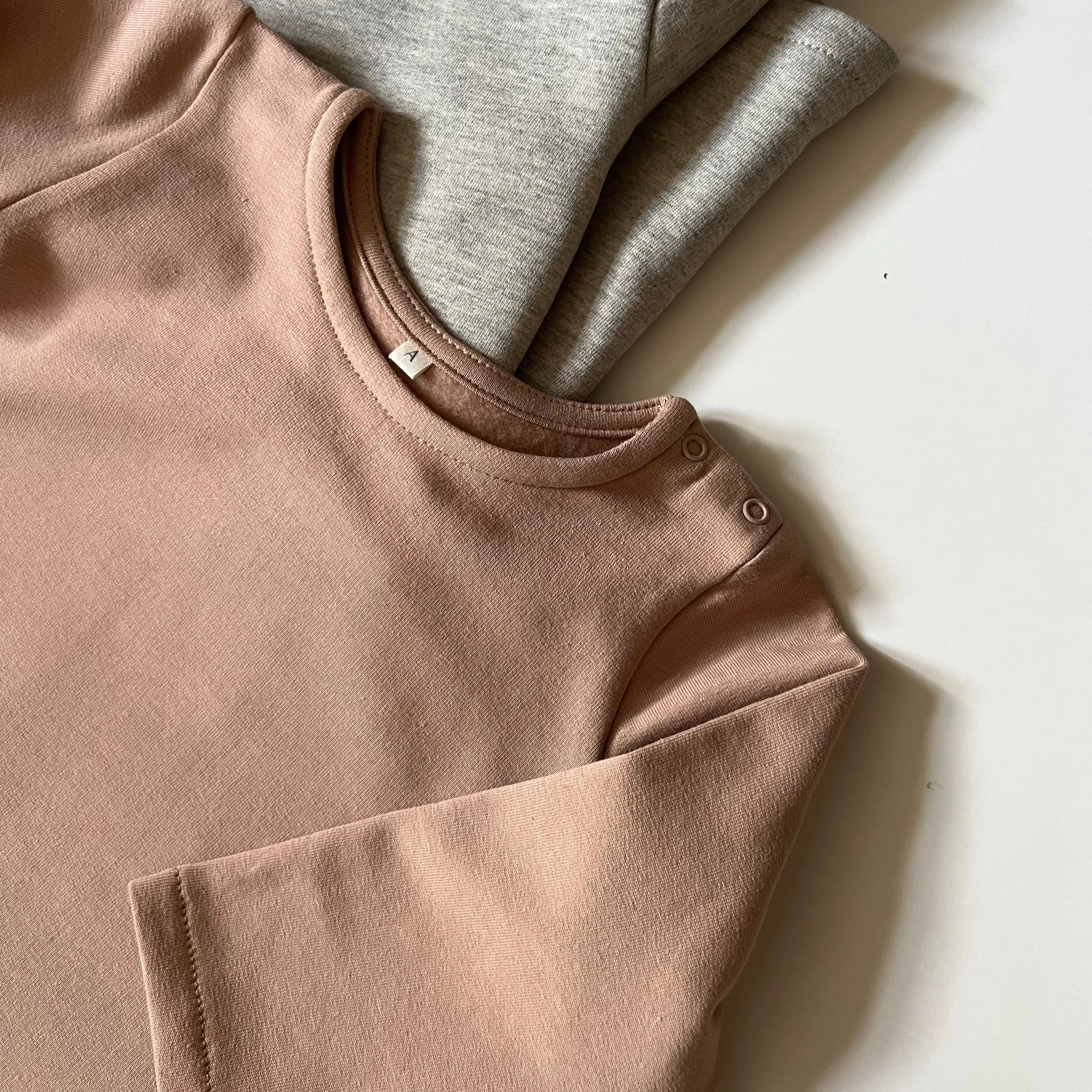 Caley Organic Cotton Long Sleeve Jersey Dress (Biscuit)