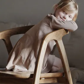 Caley Organic Cotton Long Sleeve Jersey Dress (Biscuit)