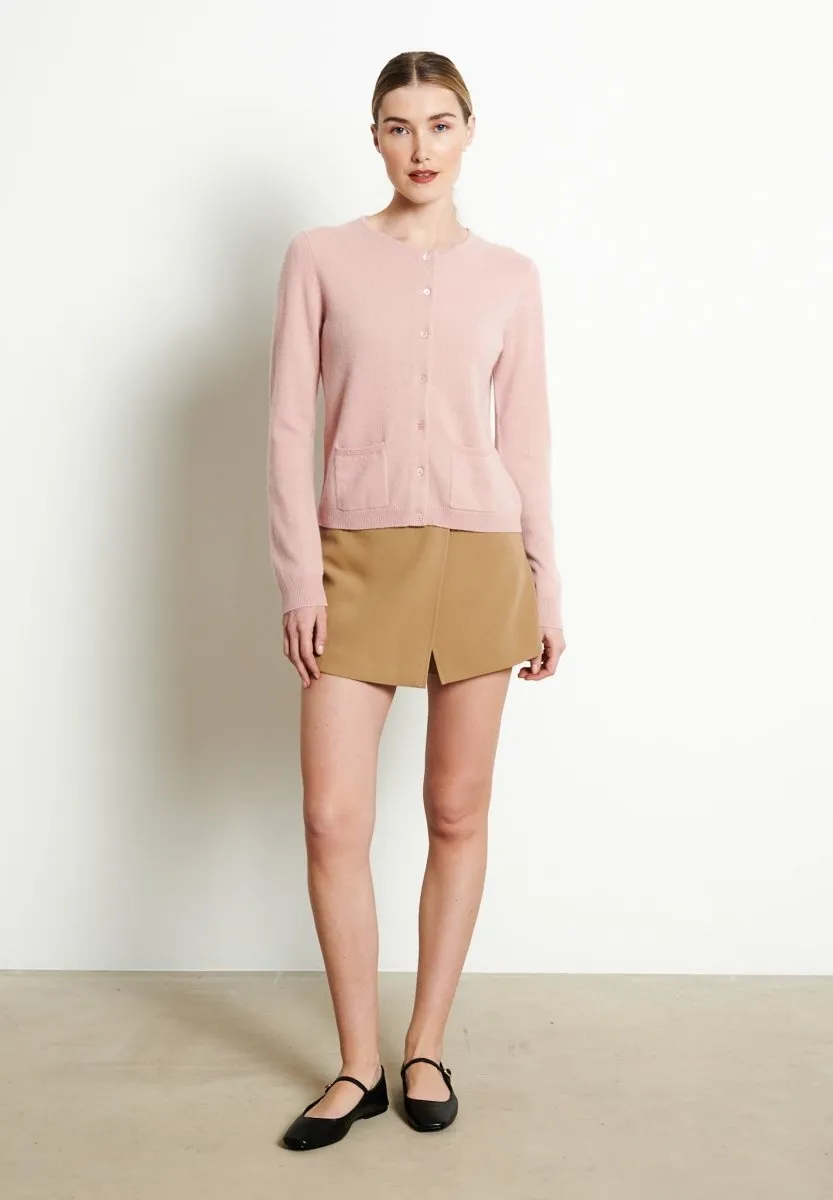 Cardigan col rond cachemire rose poudré femme - LILLY 4