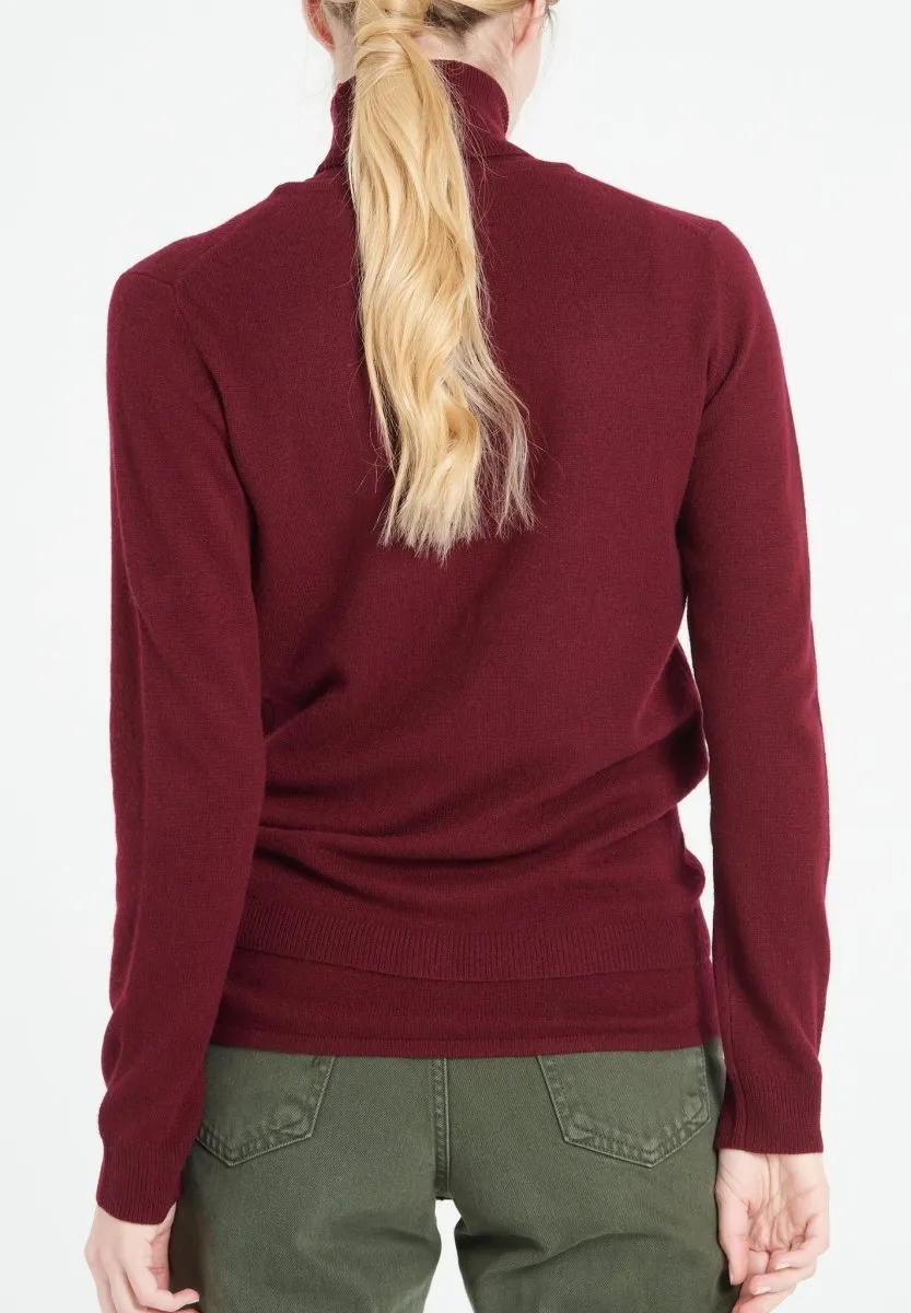 Cardigan col rond cachemire rouge bordeaux femme - LILLY 4