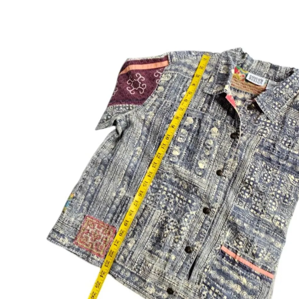 Chico's Womens 100% Linen Vintage Button Up Shacket