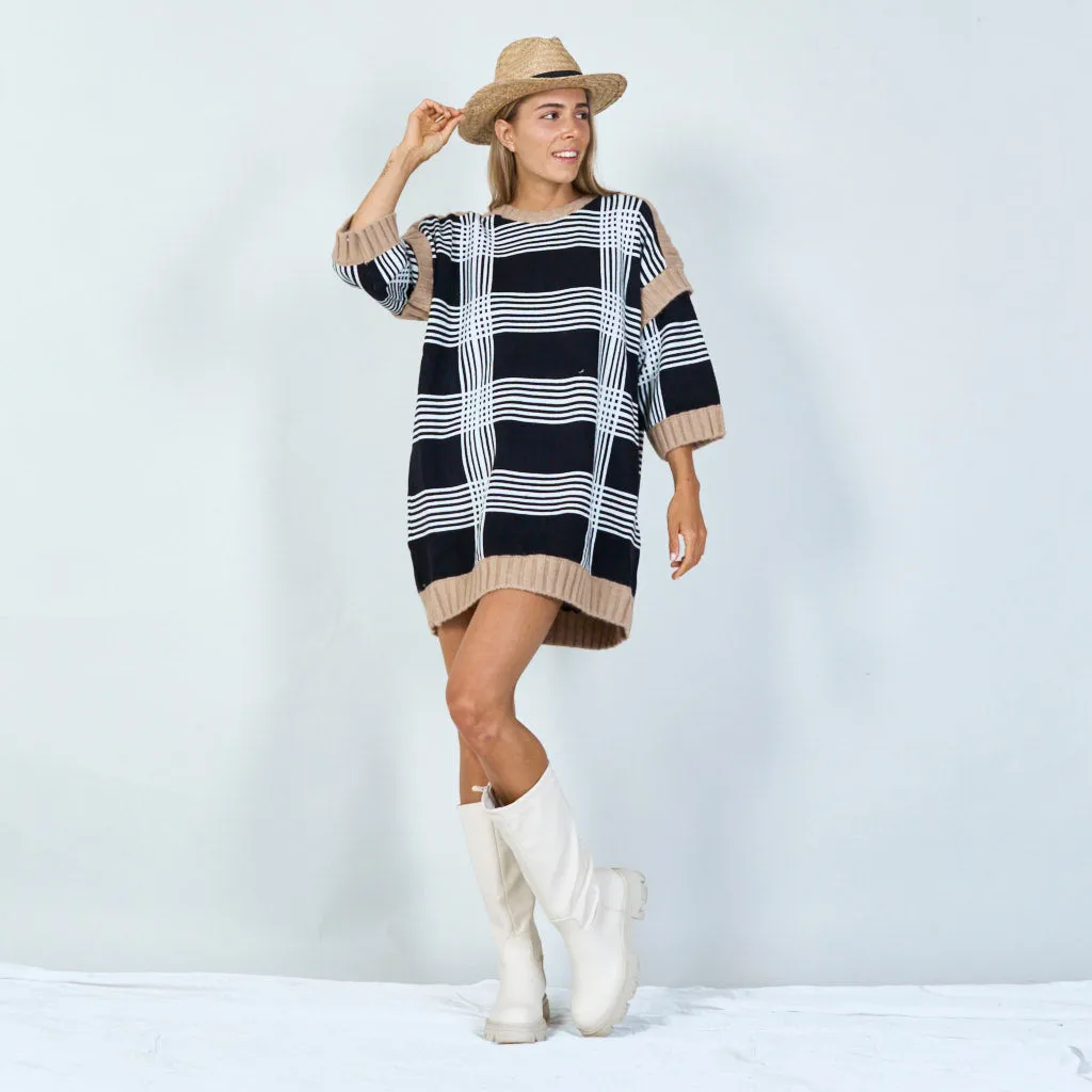 Classic plaid knit sweater dress wholesale