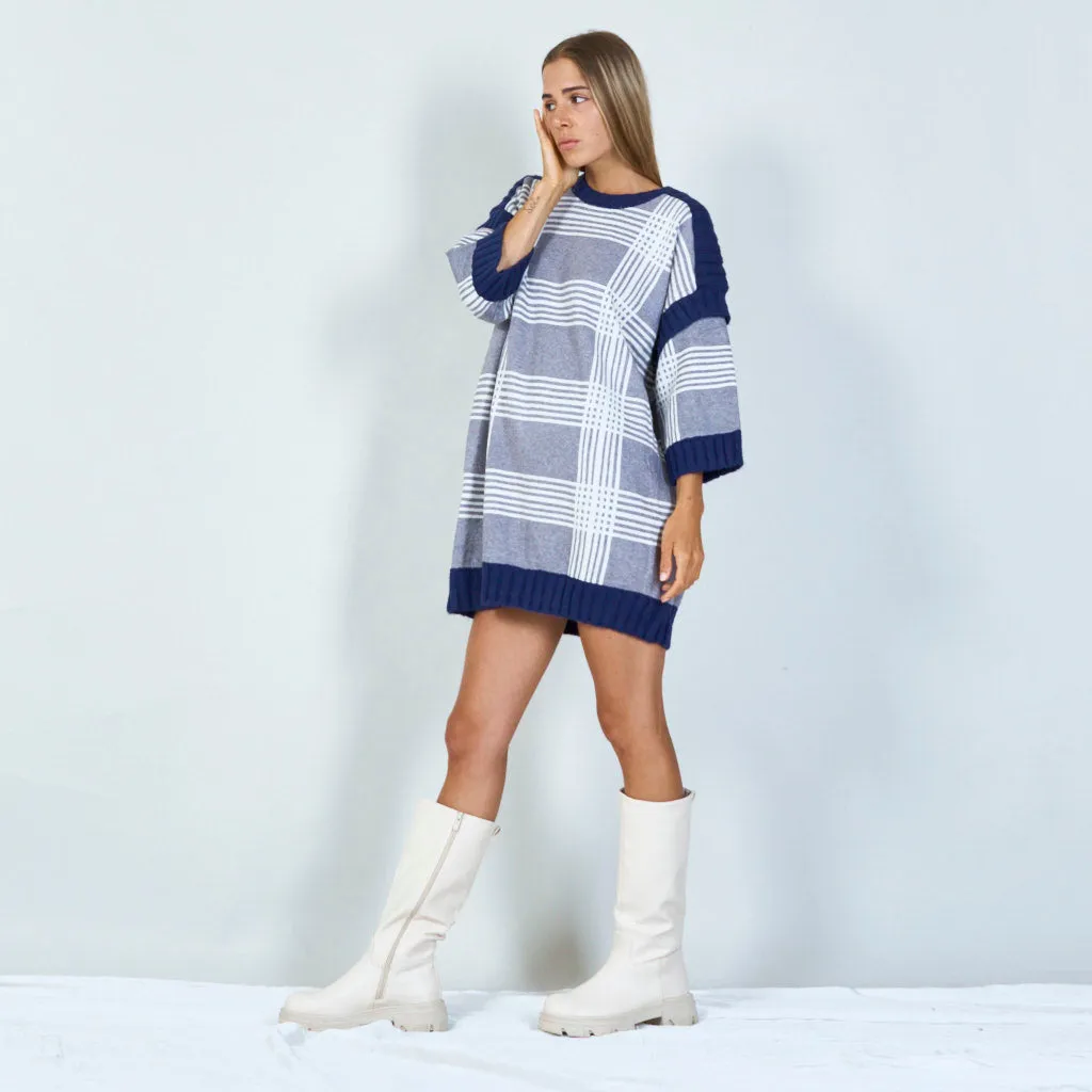 Classic plaid knit sweater dress wholesale
