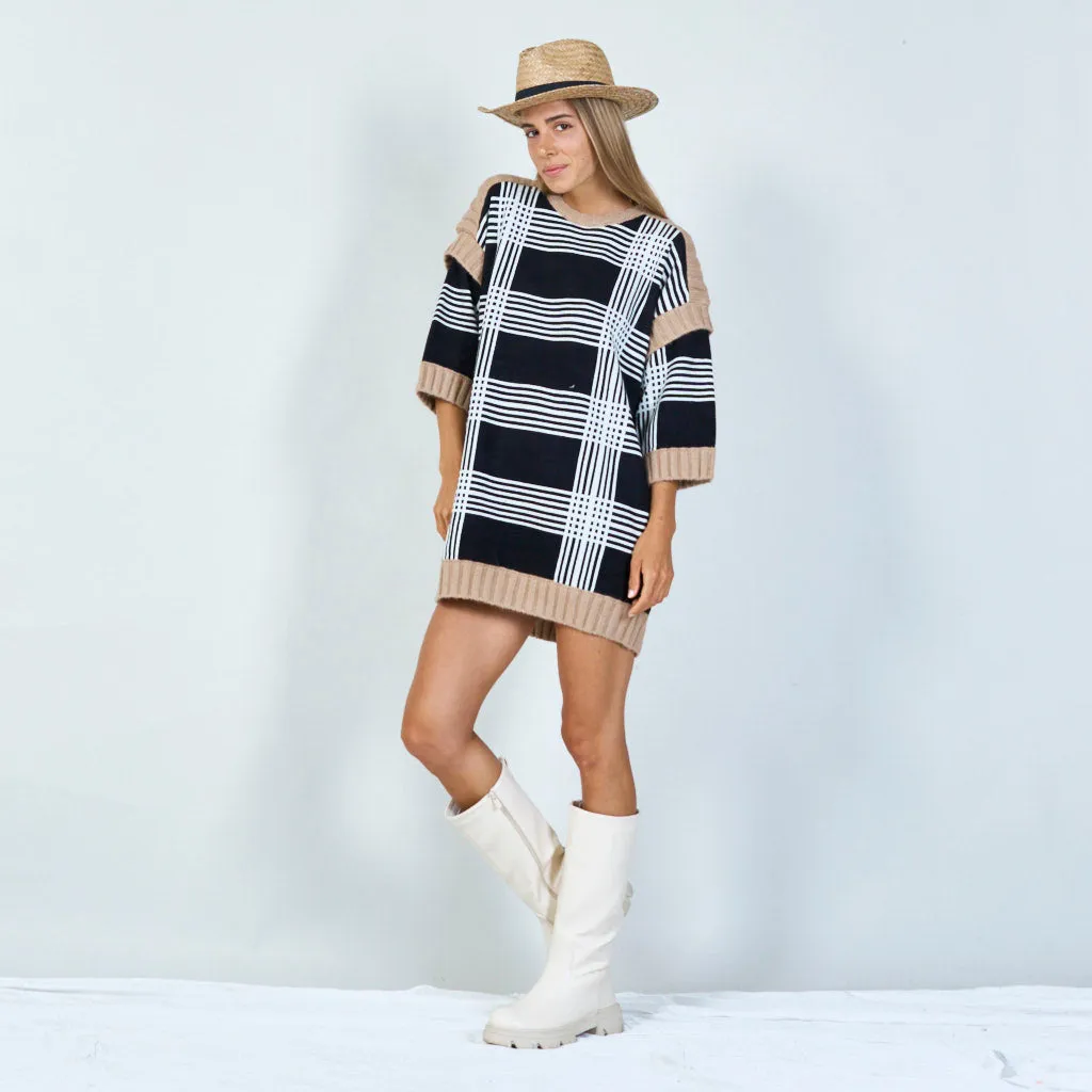 Classic plaid knit sweater dress wholesale