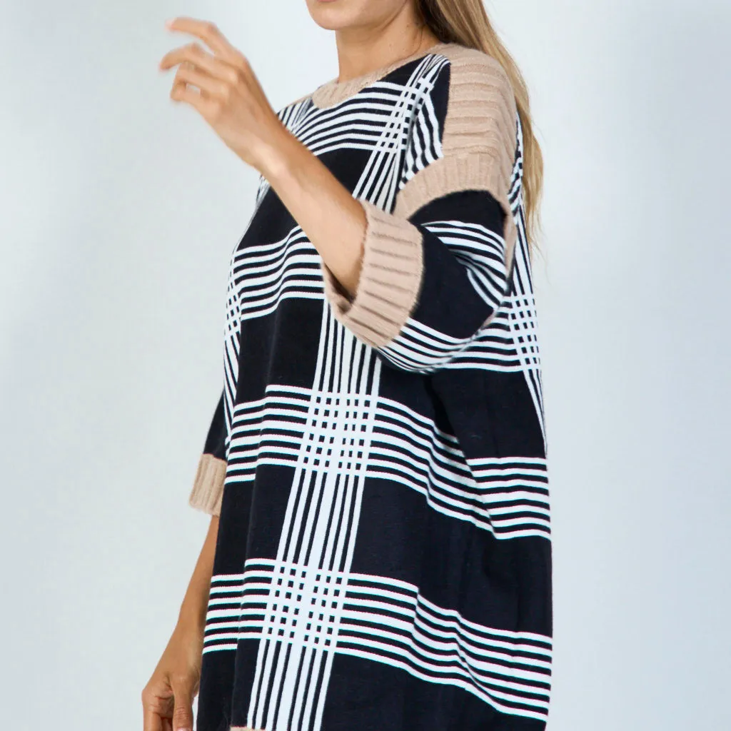 Classic plaid knit sweater dress wholesale