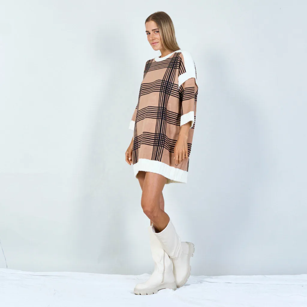 Classic plaid knit sweater dress wholesale
