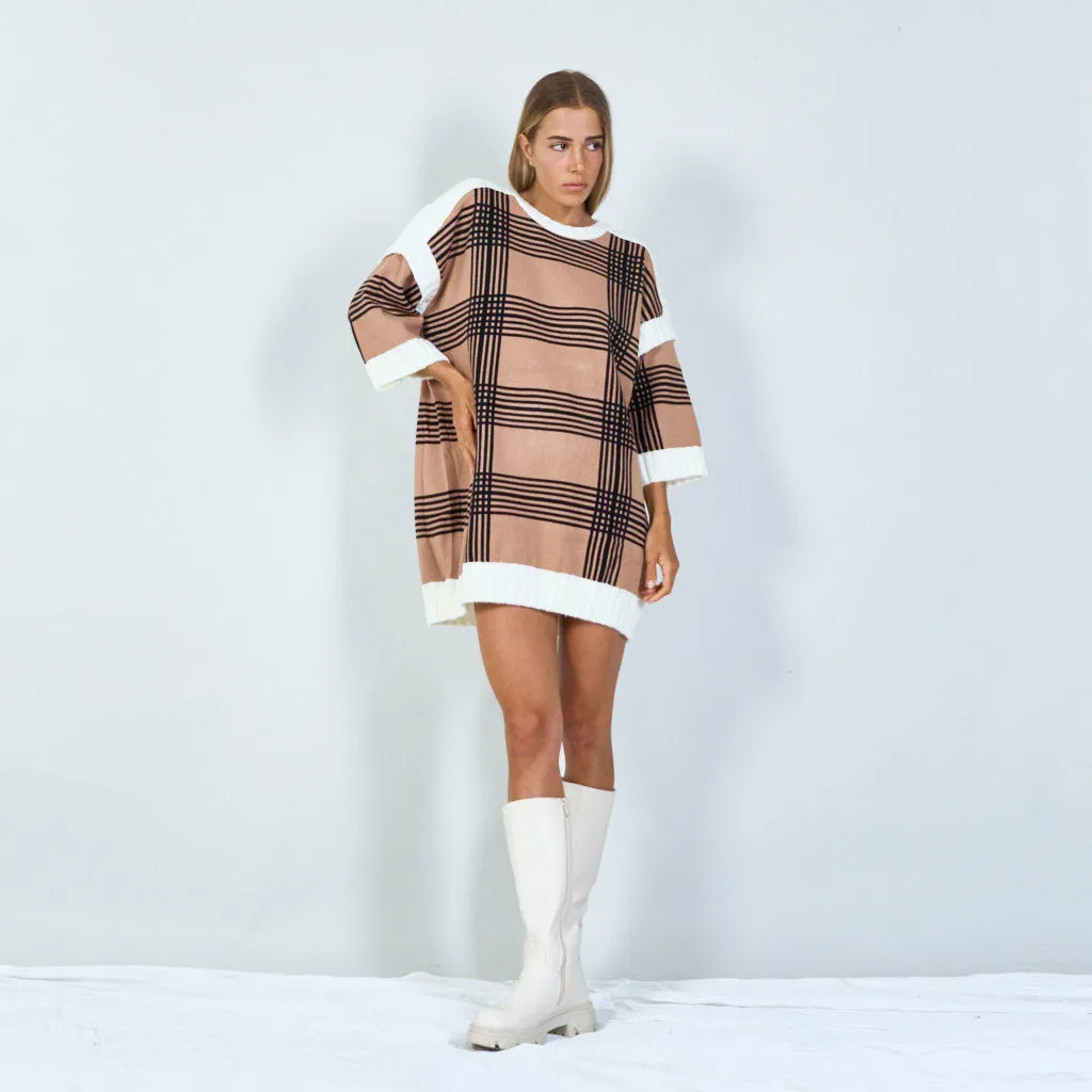 Classic plaid knit sweater dress wholesale