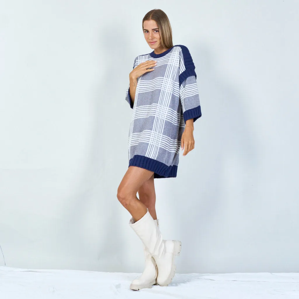 Classic plaid knit sweater dress wholesale
