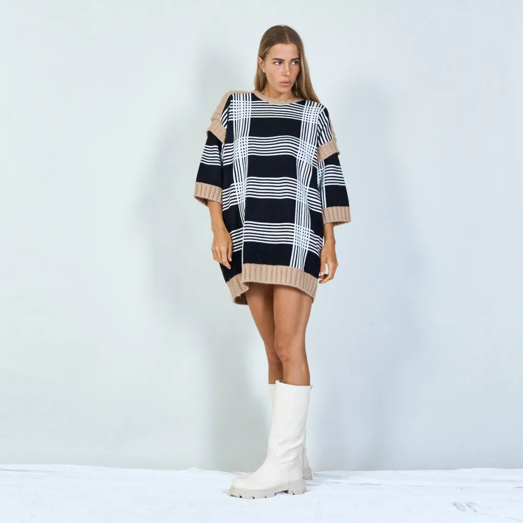 Classic plaid knit sweater dress wholesale