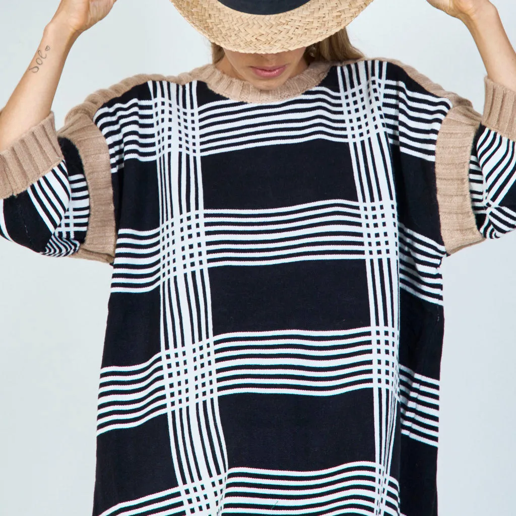 Classic plaid knit sweater dress wholesale