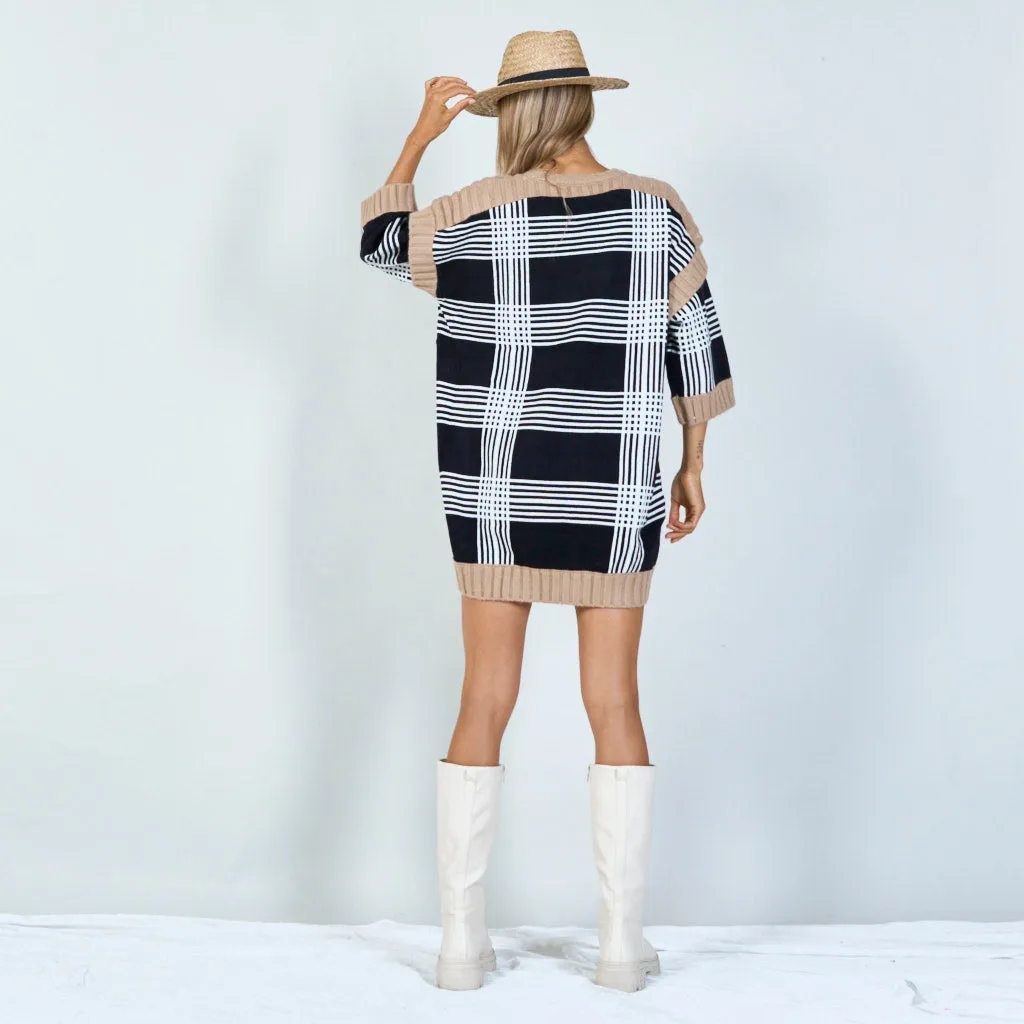 Classic plaid knit sweater dress wholesale