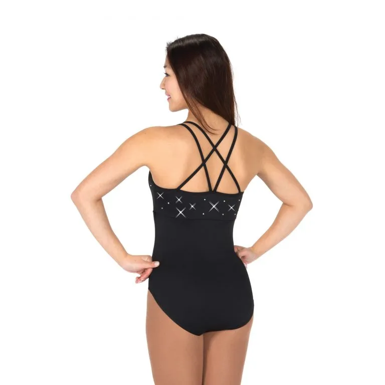 Competition Figure Skating Black Crystal Bodysuit