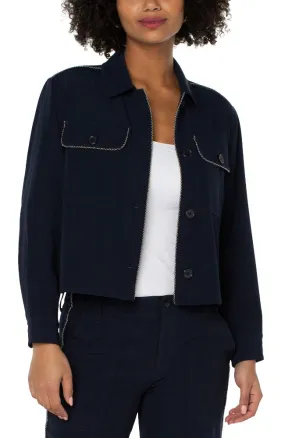 Cropped Shacket Chain Trim