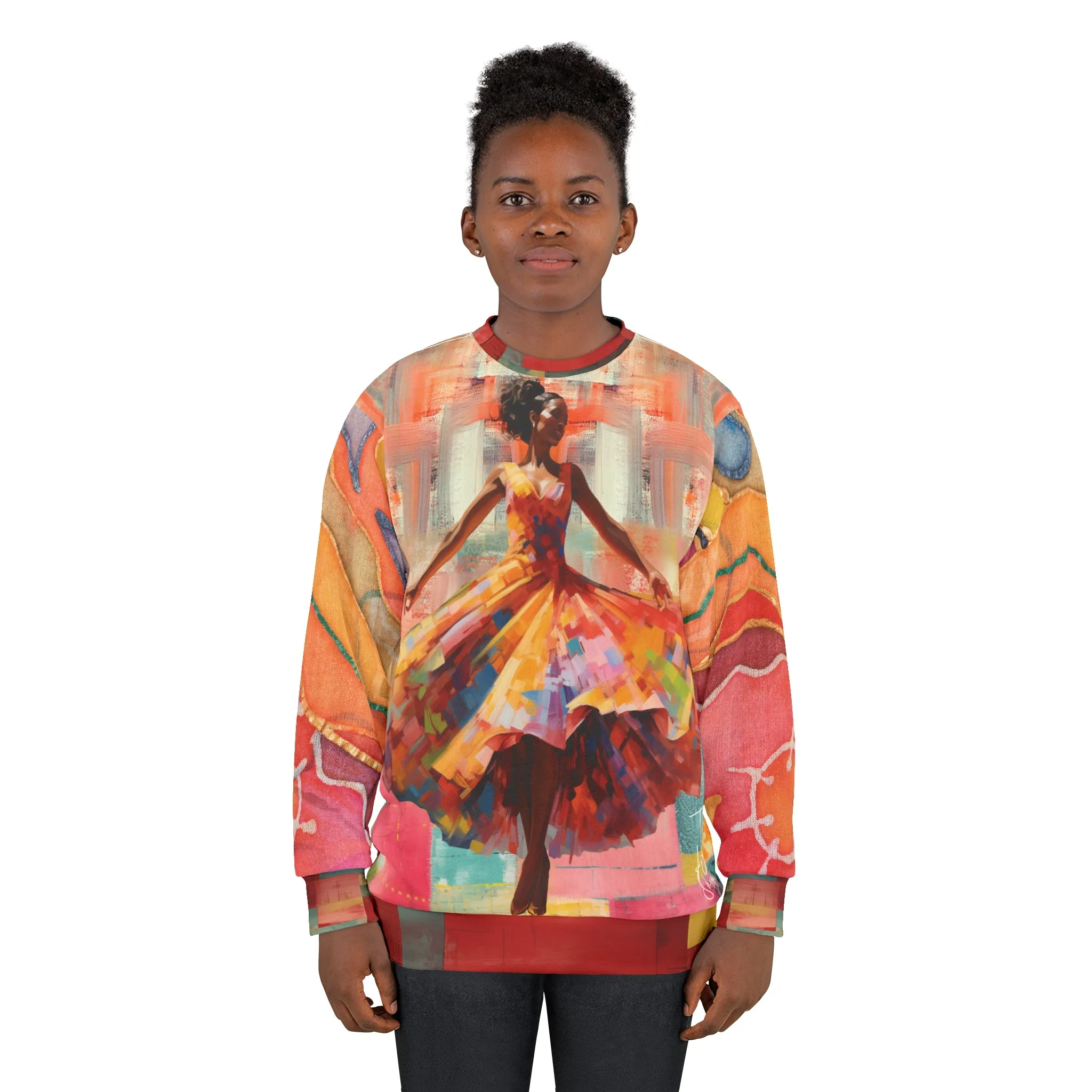 Dancing Through Harlem Pastel Colorblock Mid-Weight Polyester Unisex Sweatshirt (Gold Label)