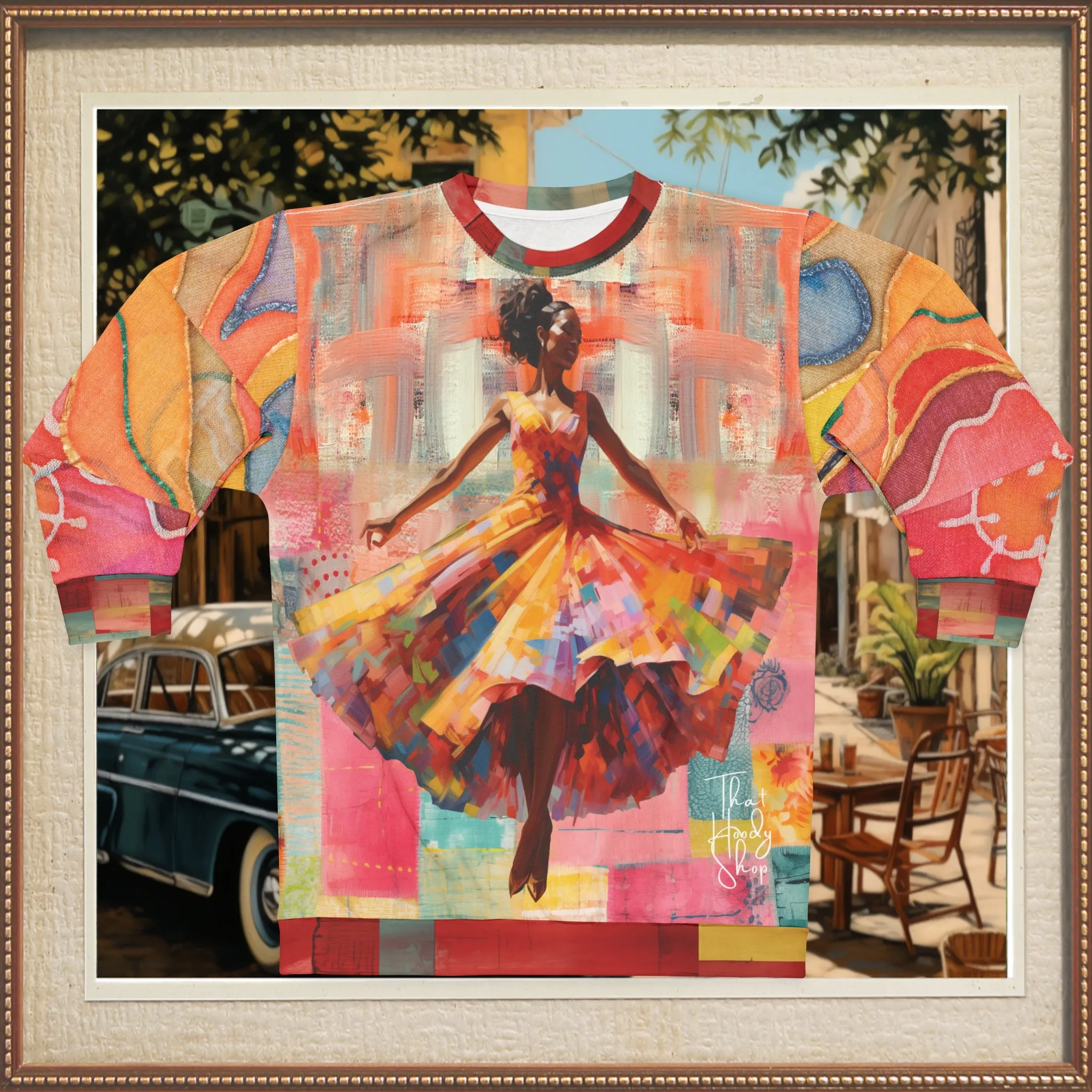 Dancing Through Harlem Pastel Colorblock Mid-Weight Polyester Unisex Sweatshirt (Gold Label)