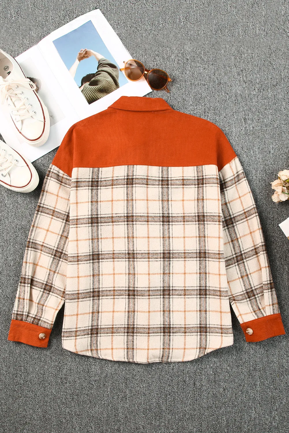 'Florence' Plaid Contrast Corduroy Shacket