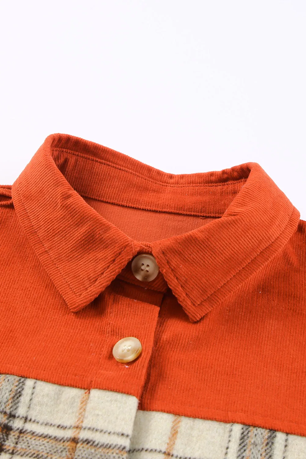 'Florence' Plaid Contrast Corduroy Shacket