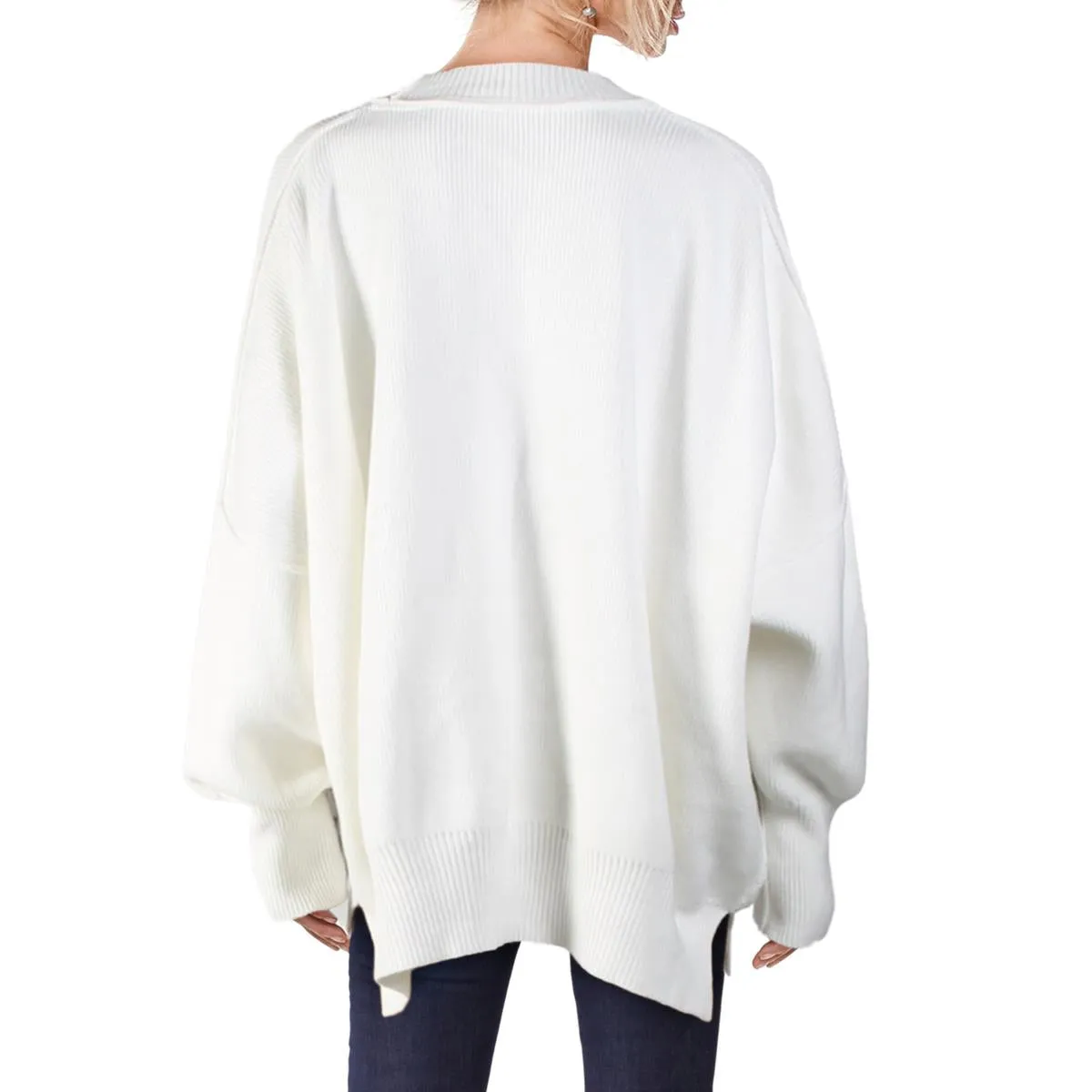 Free People Womens Easy Street Ribbed Knit Dolman Sleeve Tunic Sweater