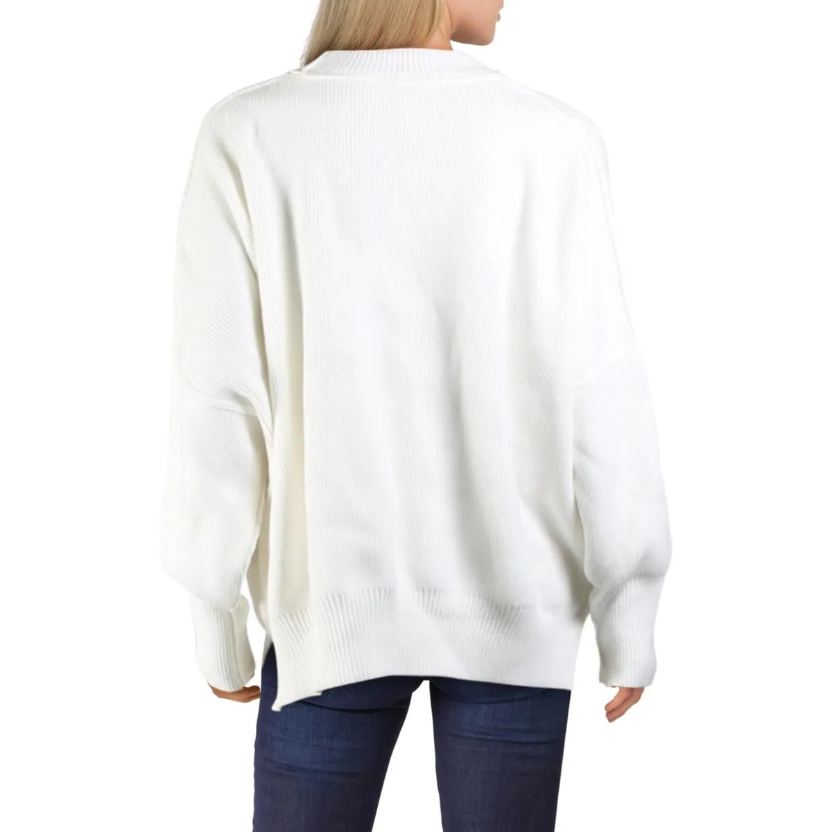 Free People Womens Easy Street Ribbed Knit Dolman Sleeve Tunic Sweater