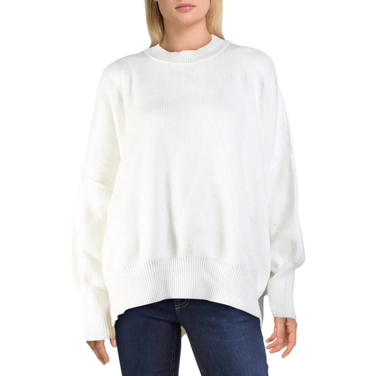Free People Womens Easy Street Ribbed Knit Dolman Sleeve Tunic Sweater