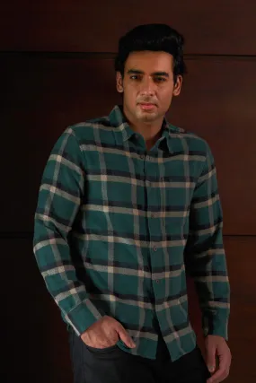 Green Checked Flannel 100% Cotton Shirt