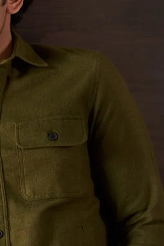 Green Shacket Flannel 100% Cotton Shirt