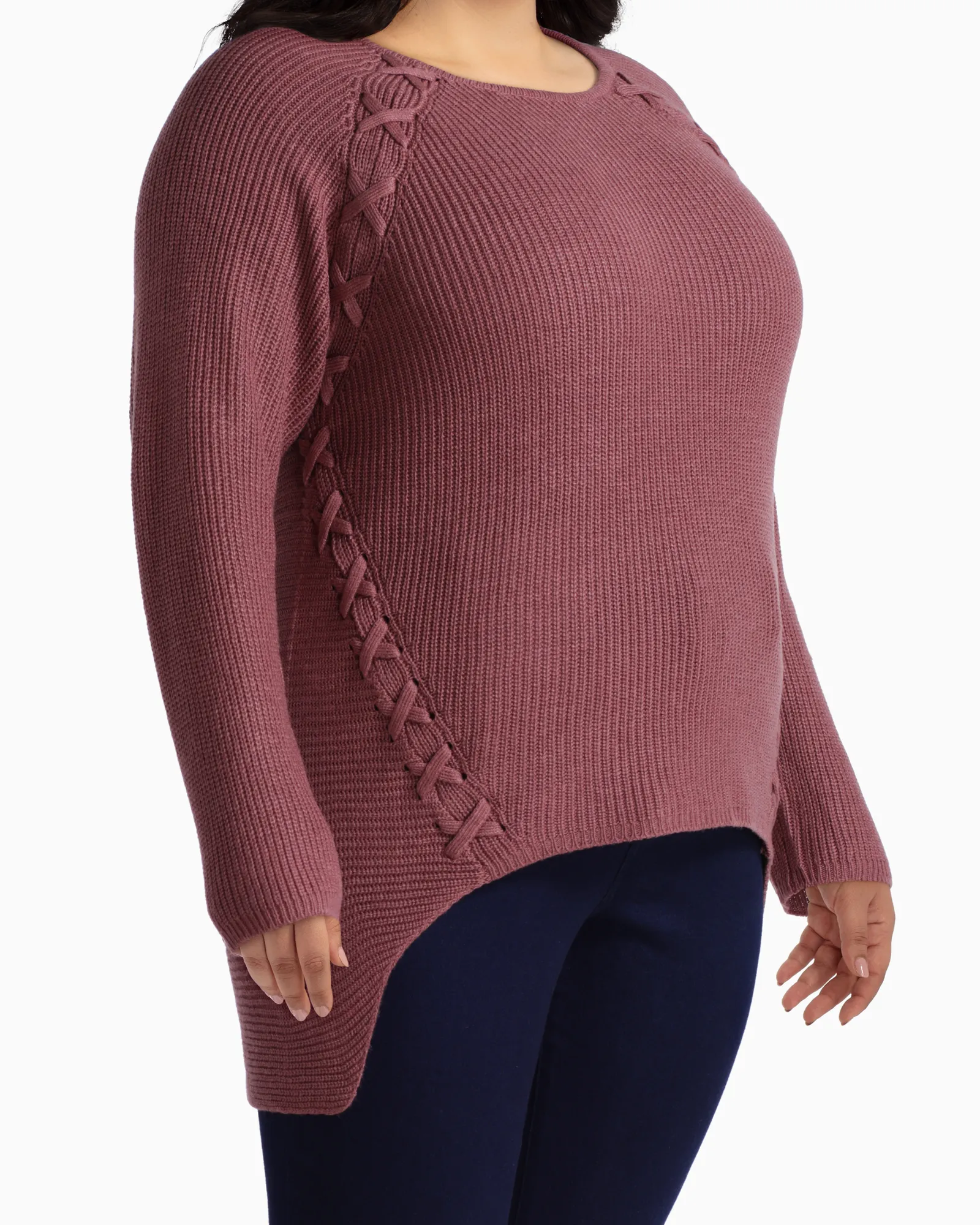Heather Wool-Blend Tunic Sweater | Mauve
