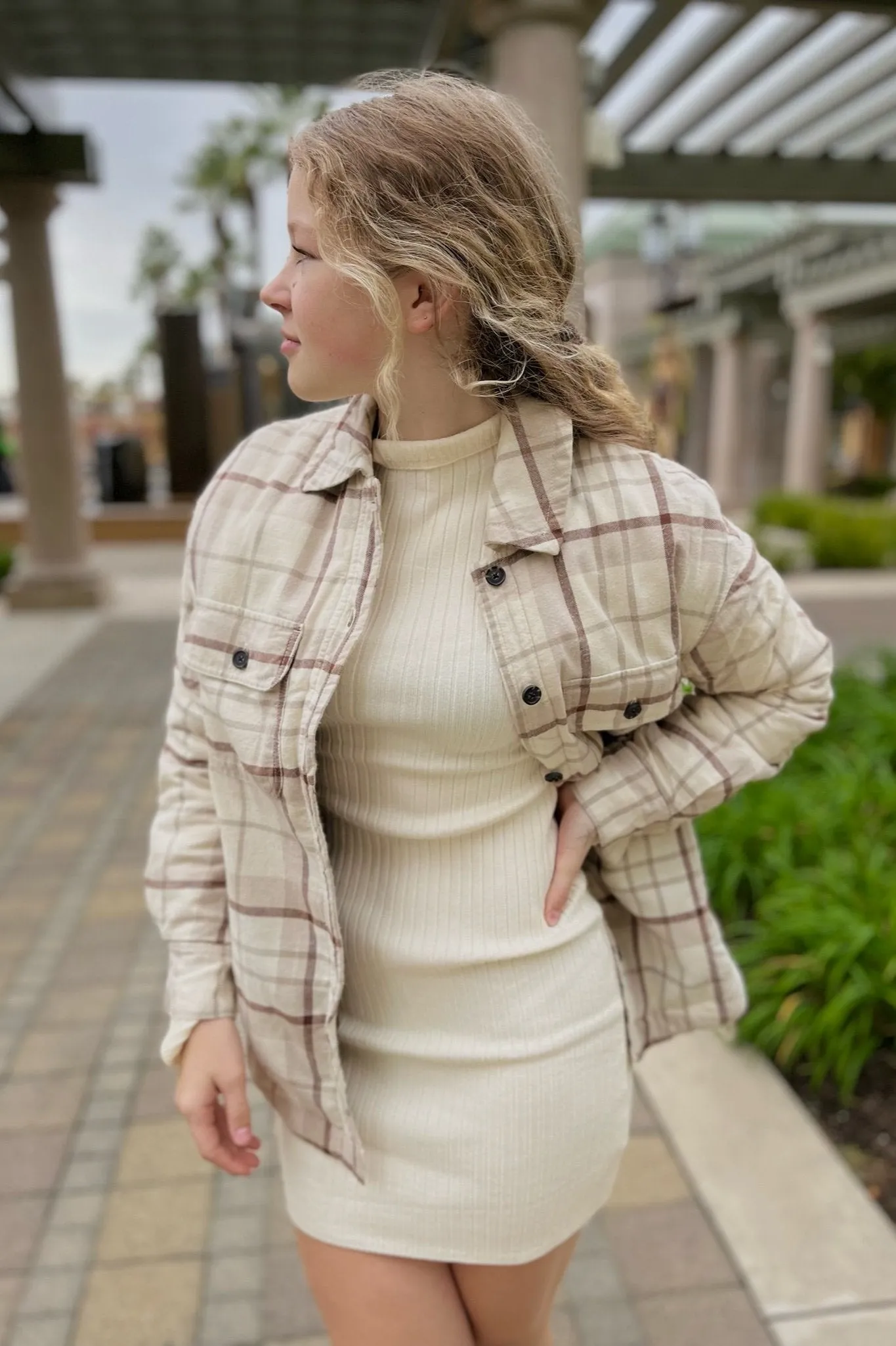 Illiana Mock Neck Ribbed Mini Sweater Dress