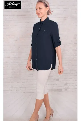 JOTHIRTY Tunic Shirt with Chest Pocket in Navy