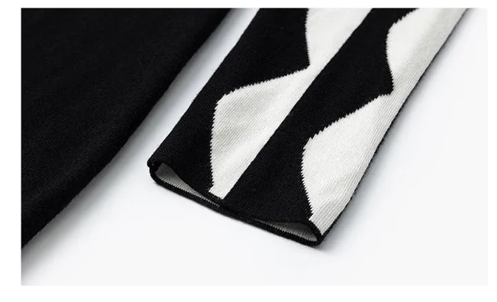 LEDI W MIDI turtkeneck sweater fall winter black white short knit dress - Lugaa