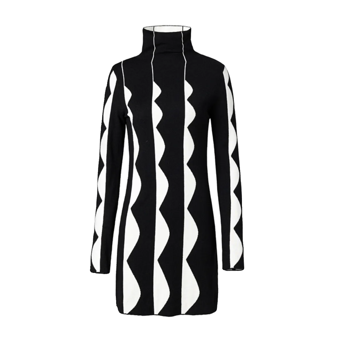 LEDI W MIDI turtkeneck sweater fall winter black white short knit dress - Lugaa