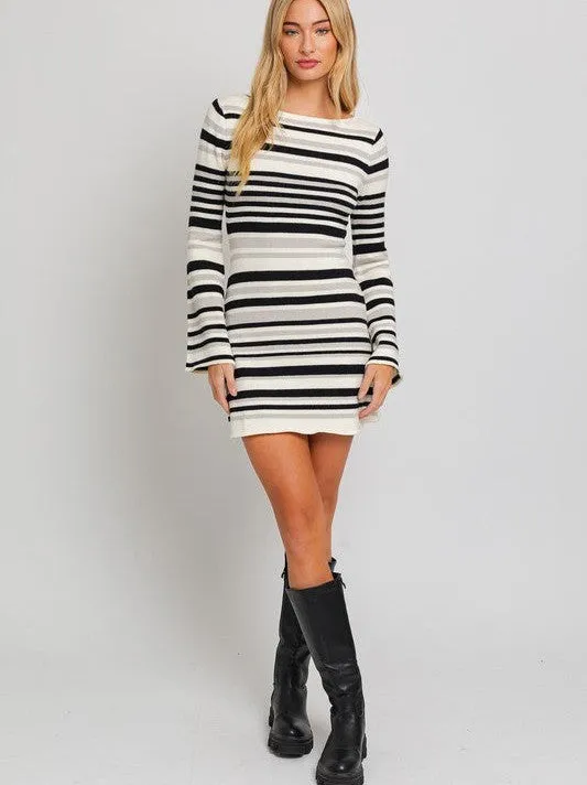 More Stripes Please Sweater Dress with Bell Sleeves