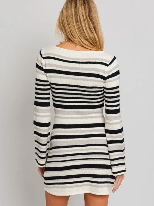 More Stripes Please Sweater Dress with Bell Sleeves