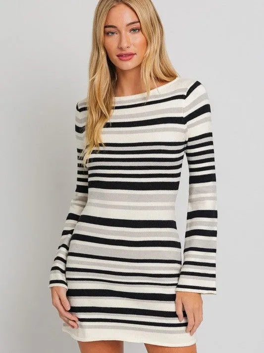 More Stripes Please Sweater Dress with Bell Sleeves