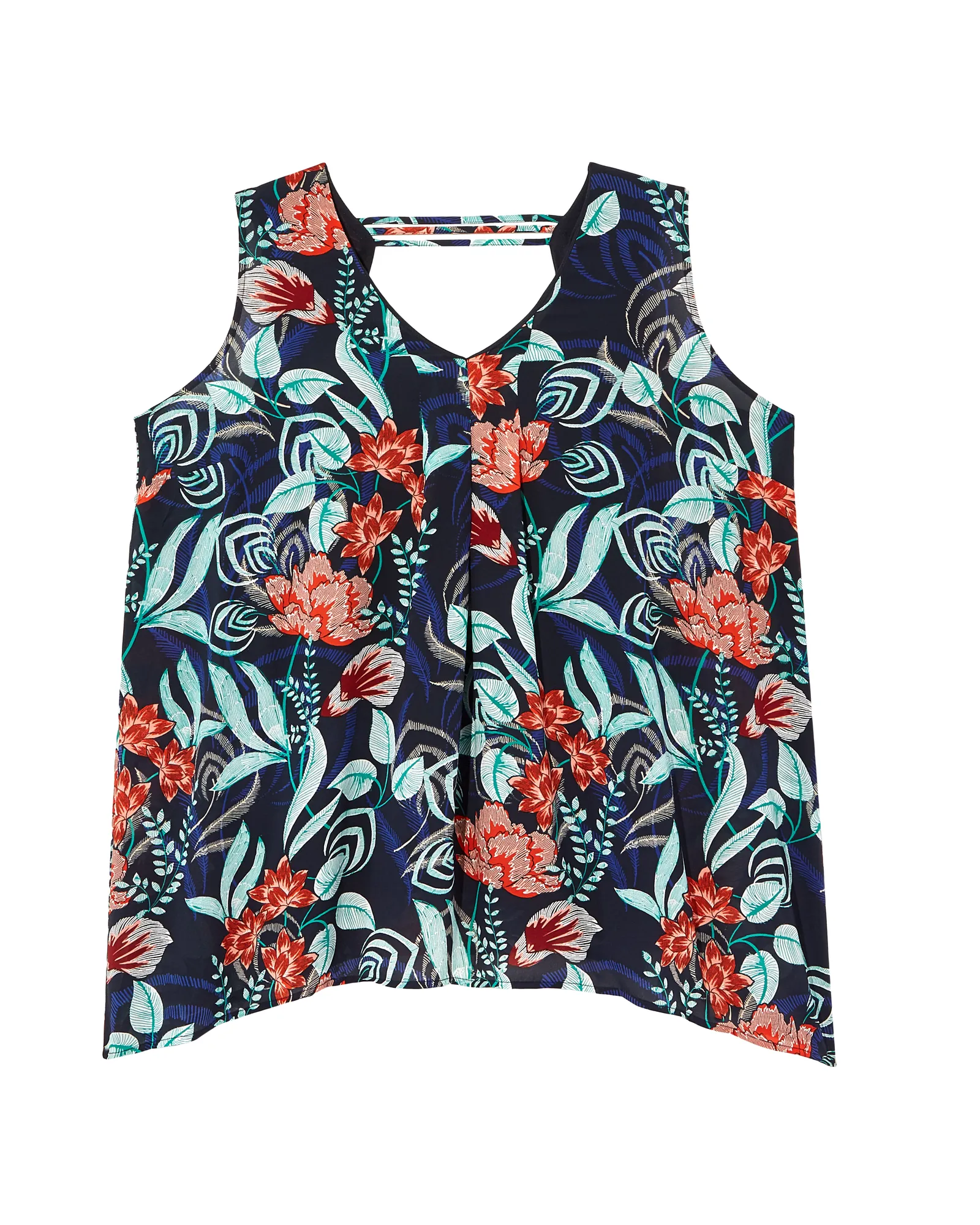 Nancy V-Neck Tank | Navy / Orange