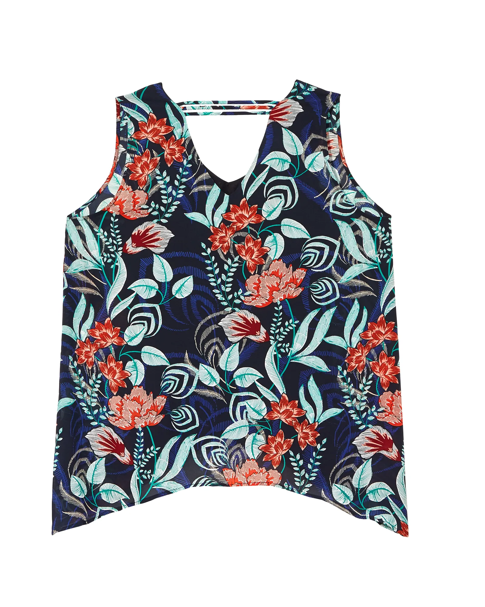 Nancy V-Neck Tank | Navy / Orange