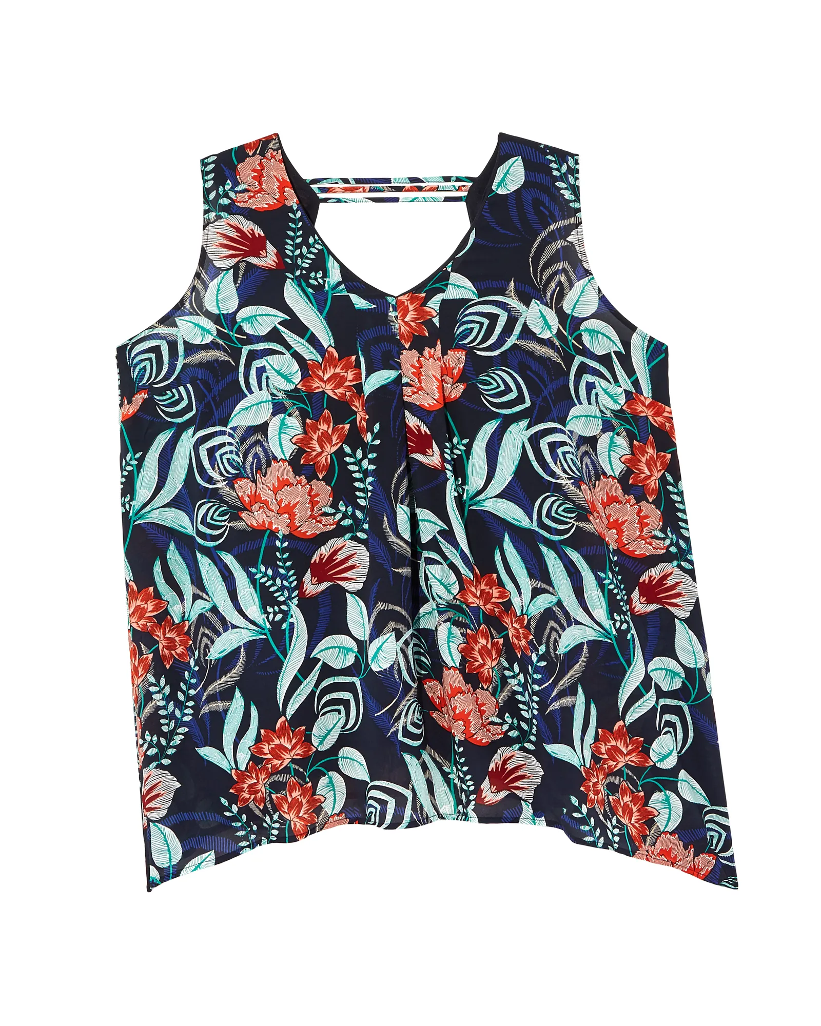 Nancy V-Neck Tank | Navy / Orange